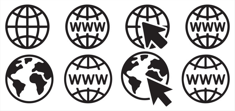Website internet icon with mouse cursor pointer and globe vector illustration eps 10