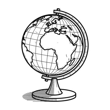 Globe on stand showing Africa Europe and Asia educational tool for geography