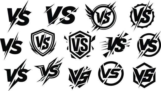 Versus logos collection dynamic designs for competitive confrontations