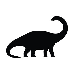 Silhouette of a long necked dinosaur possibly a brachiosaurus in profile © Md
