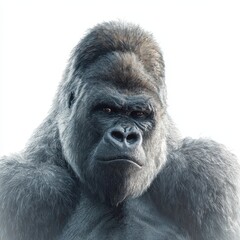 Obraz premium Silverback gorilla illustration on white background, hyper-realistic digital painting