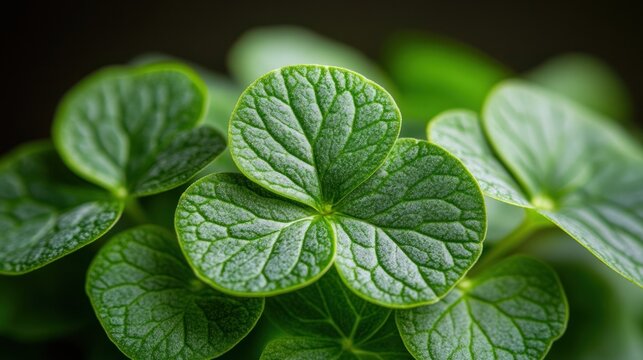 Close-up of vibrant shamrock leaves