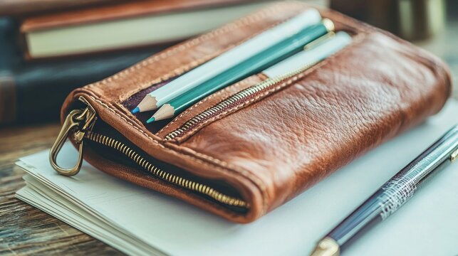 Leather pencil case accessories