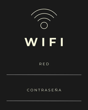 Cartel de WiFi con Datos de Red y Contrase&ntilde;a - Se&ntilde;al&eacute;tica de Internet Premium en Negro y Dorado para Hosteler&iacute;a