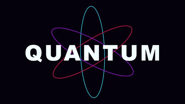 Quantum, atom, energy, science concept, colorful logo, abstract symbol