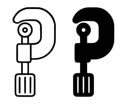 Pipe cutter illustration, outline and silhouette icon