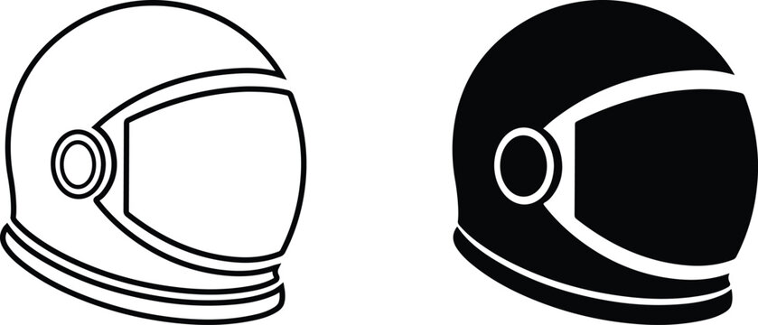 Black and white motorcycle helmets side view isolated on white background