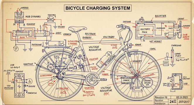 Bicycle Charging System Blueprint Diagram.