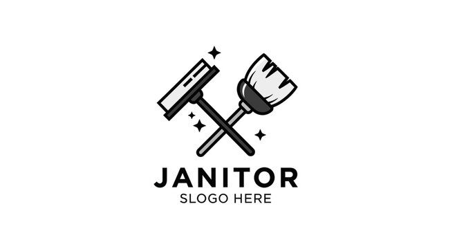 Janitor cleaning service logo template.