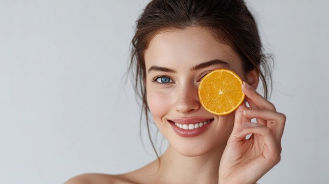 Bright smile meets vibrant orange slice
