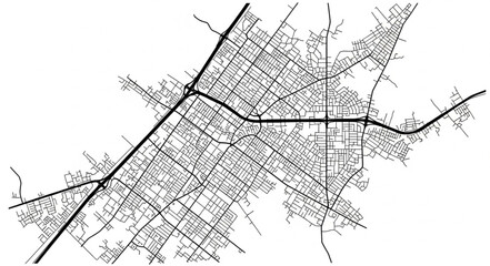 Obraz premium Detailed City Street Map Network Aerial View.