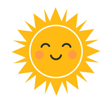 Cute sun smiling icon vector illustration. Clip art design element.