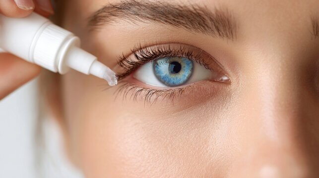 Close-up of eye drop being applied gently