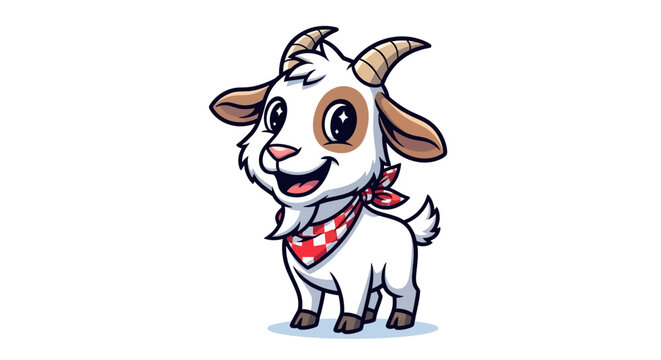 Cartoon goat smiling isolated on white background vector illustration