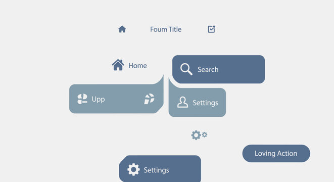 Web Application User Interface Elements with Search Bar and Navigation Menu on a Light Gray Background