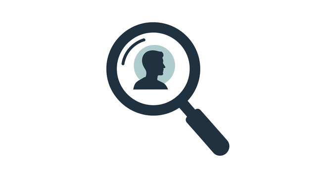 magnifying glass icon with person silhouette high quality