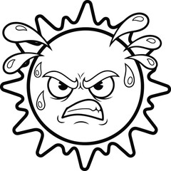 Obraz premium Angry Sun SVG, Kawaii Weather Cartoon Illustration Design