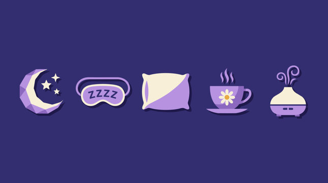 Illustration for relaxing sleep and good night routine with flat colors