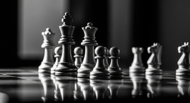 Chess pieces in dramatic lighting a strategic game of kings