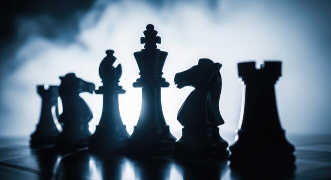 Chess pieces in silhouette a strategic game of mind and skill