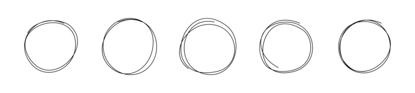 Set of Messy Line Art Round Shapes