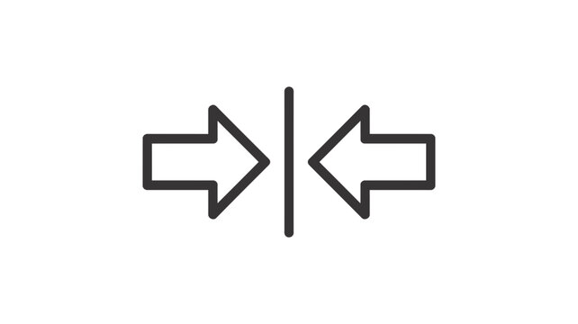 Compress or merge icon with two inward facing outline arrows