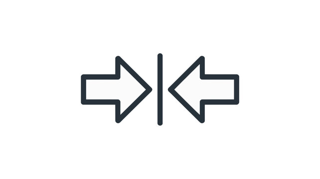 Compress or merge icon with two inward facing outline arrows