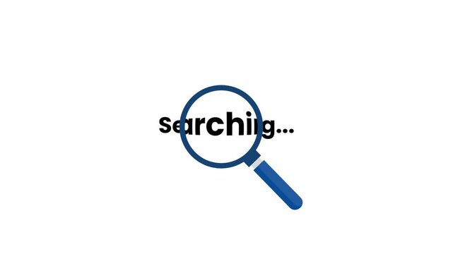 Search bar with magnifying glass icon animation isolated on black background