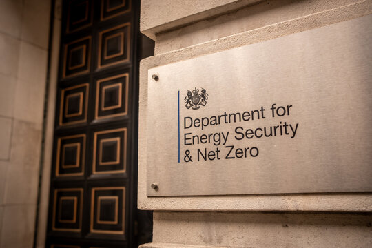 LONDON - Department for Energy Security & Net Zero plaque Whitehall Place St James London government building