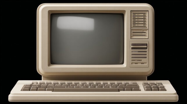 Vintage beige computer with bulky monitor and keyboard