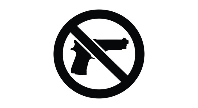 No guns allowed sign prohibition symbol in black silhouette