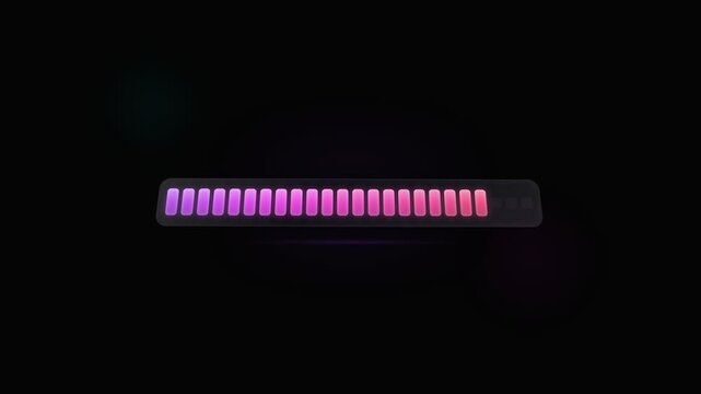 Modern Digital Audio Level Meter With Gradient Illumination Displaying Sound Input Levels On Black Background