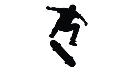 skateboarder performing trick silhouette high quality professional detailed © SAKINA
