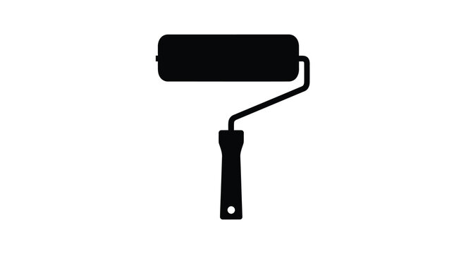 paint roller silhouette on white background high quality