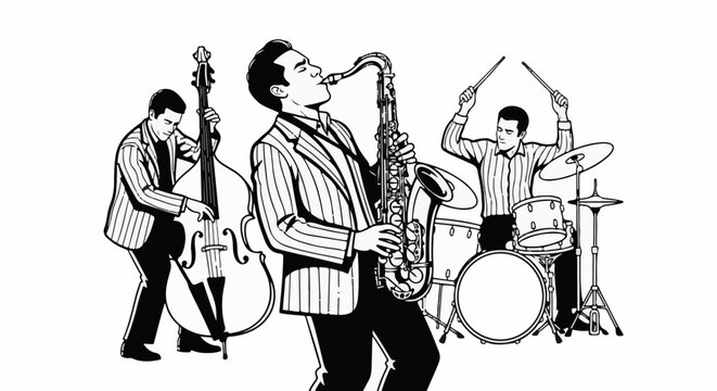 Vintage illustration of a jazz band playing music