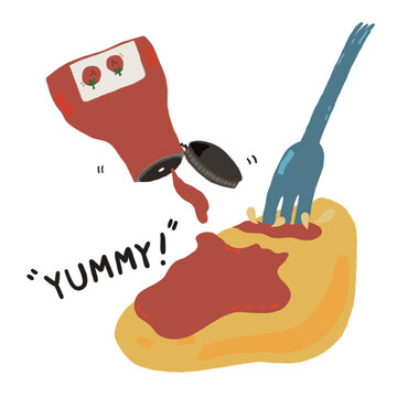 Yummy ketchup and omelette