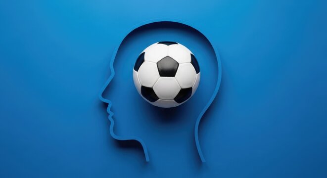 Soccer ball within a head silhouette a conceptual image