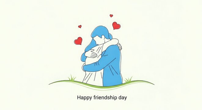 Celebrating friendship day heartwarming hug illustration for best friends
