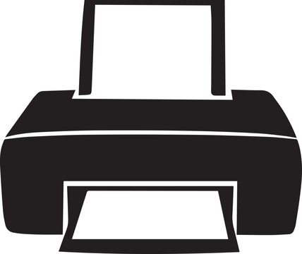 A classic desktop printer silhouette vector, black and white silhouette vector illustration