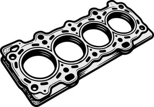 Car Engine Cylinder Head Gasket Illustration for Automotive Repair