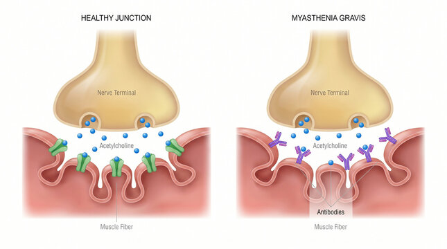 Acetylcholine Receptors Myasthenia Gravis Medical Diagram
