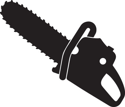 chainsaw silhouette vector, black and white silhouette vector illustration