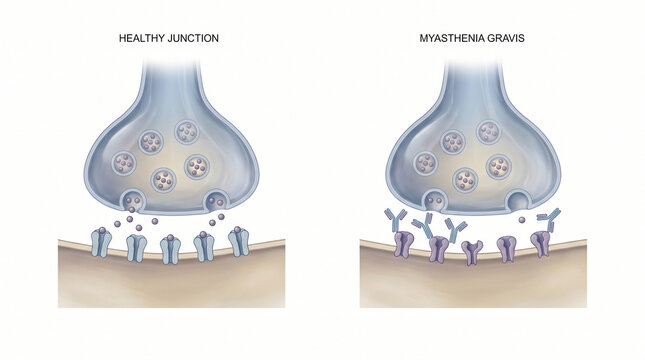 Myasthenia Gravis Neuromuscular Junction Disease Illustration