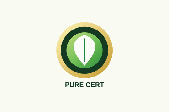 Pure cert badge purity seal certified quality mark with certified guarantee assurance authenticity protection validation confirmation business standard certification
