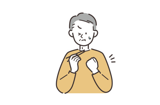 食事がのどに詰まったシニア男性