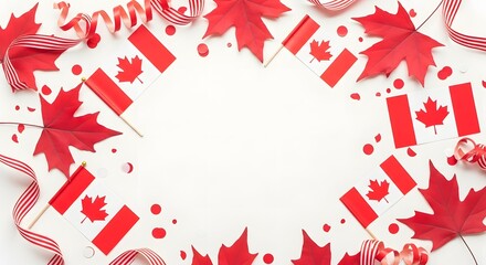 Naklejka premium Canada day celebration usa canada flags 1st july festive border decorations