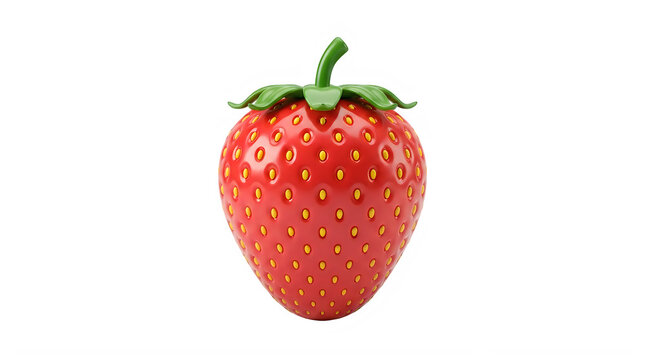 Realistic 3d strawberry isolated on transparent background