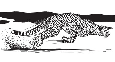 Black and white cheetah running, wildlife illustration, vector animal, speed concept © হরি চাঁদের চাঁদ