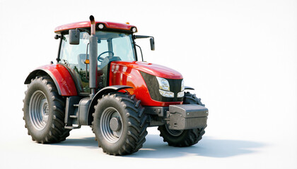 Obraz premium 3D cartoon illustration, a red modern tractor on white