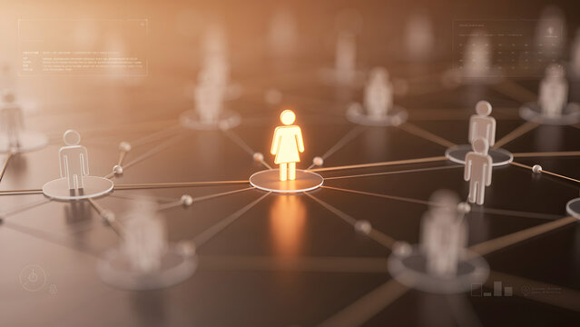 HR analytics network with highlighted individual
